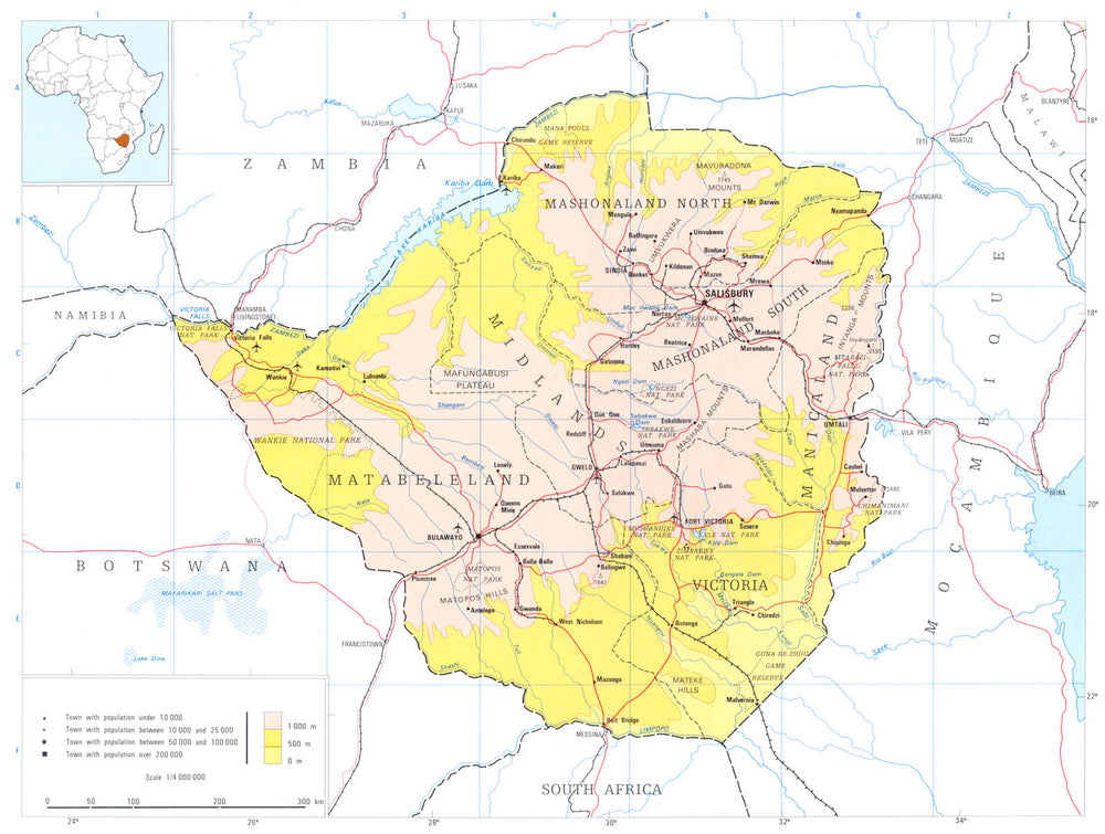 ZIMBABWE. Rhodesia;  1973 old vintage map plan chart