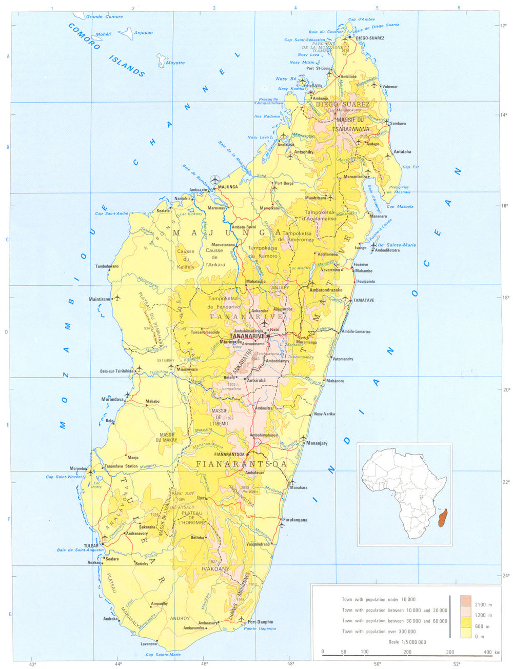 MADAGASCAR. Madagascar; Malagasy republic 1973 old vintage map plan chart