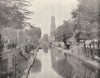 NETHERLANDS. Utrecht- A Typical Old canals. Clock Tower 1895 antique print