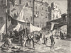 VENICE. Fish- Market near the Rialto 1877 old antique vintage print picture