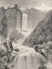 ITALY. Cascades of Terni 1877 old antique vintage print picture