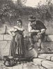 ROME. Courtship 1877 old antique vintage print picture