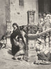 ROME. After the Mass in S Trinità De' Monti, Rome 1877 old antique print