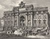 ROME. Fountain of Trevi, Rome 1877 old antique vintage print picture