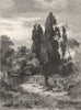 ITALY. From the Villa of Hadrian, near Tivoli 1877 old antique print picture