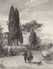 ITALY. Road from Cavi to Genazzano 1877 old antique vintage print picture