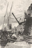 ITALY. On the Mole, Naples 1877 old antique vintage print picture