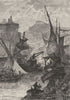 ITALY. Port of Naples 1877 old antique vintage print picture