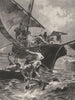 ITALY. Coral Fishing 1877 old antique vintage print picture
