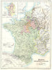 FRANCE. Lotharingia Burgundy 11th 12th Centuries; map 1223 1903 old