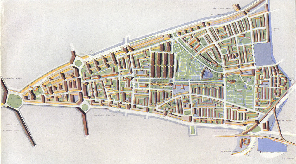 STEPNEY. Housing postwar 'reconstruction area' plan 1943 old vintage map chart