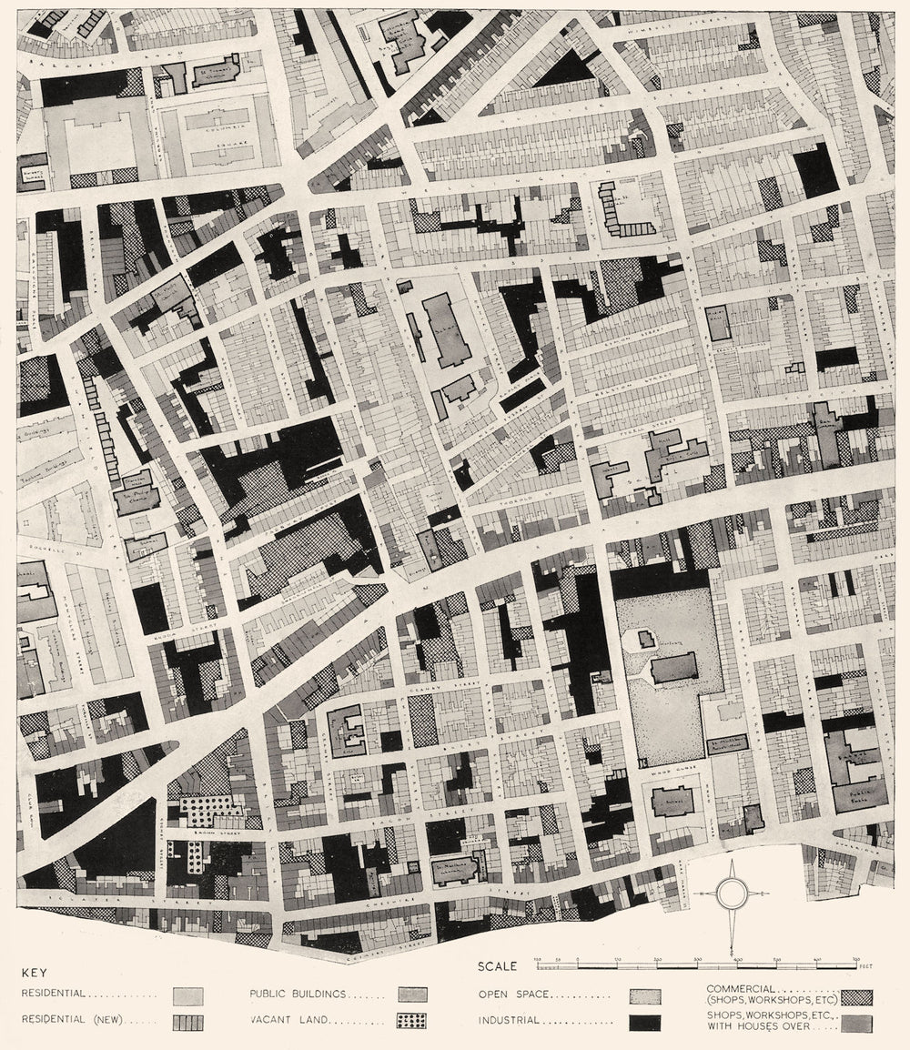 BETHNAL GREEN.East-End reconstruction area. Intermix industry housing 1943 map