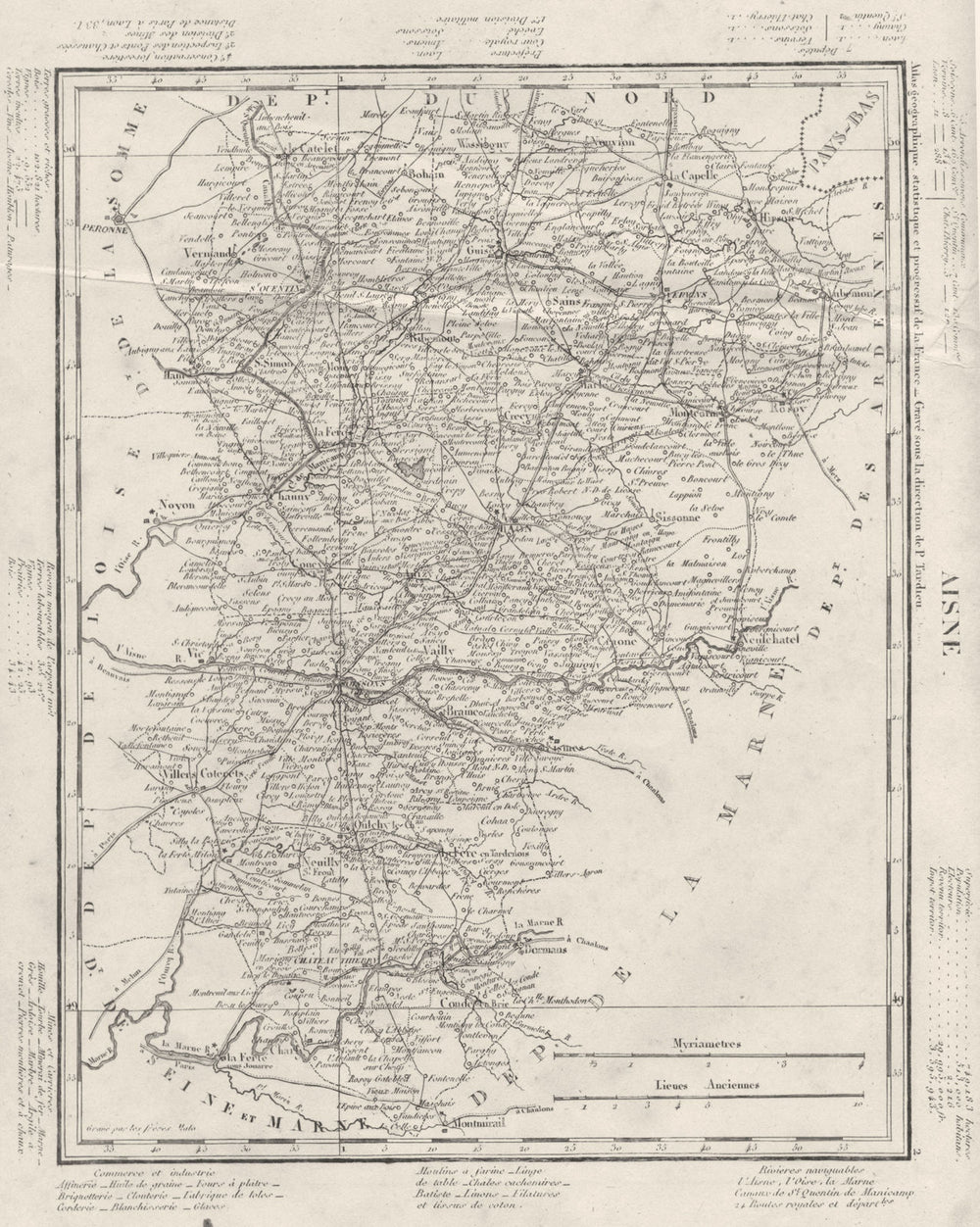 AISNE. Aisne département. Tardieu 1830 old antique vintage map plan chart