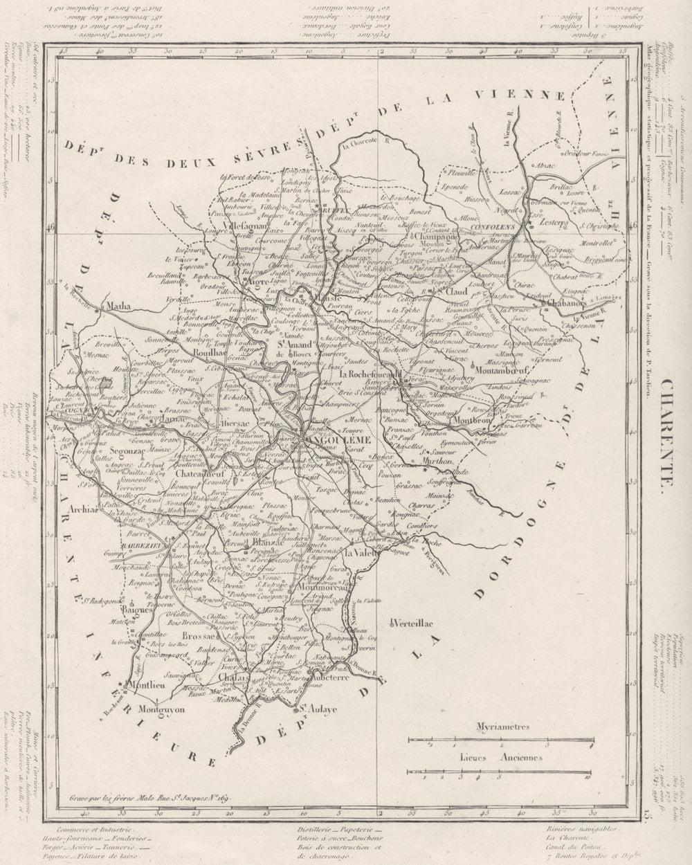 CHARENTE. Charente département. Tardieu 1830 old antique map plan chart