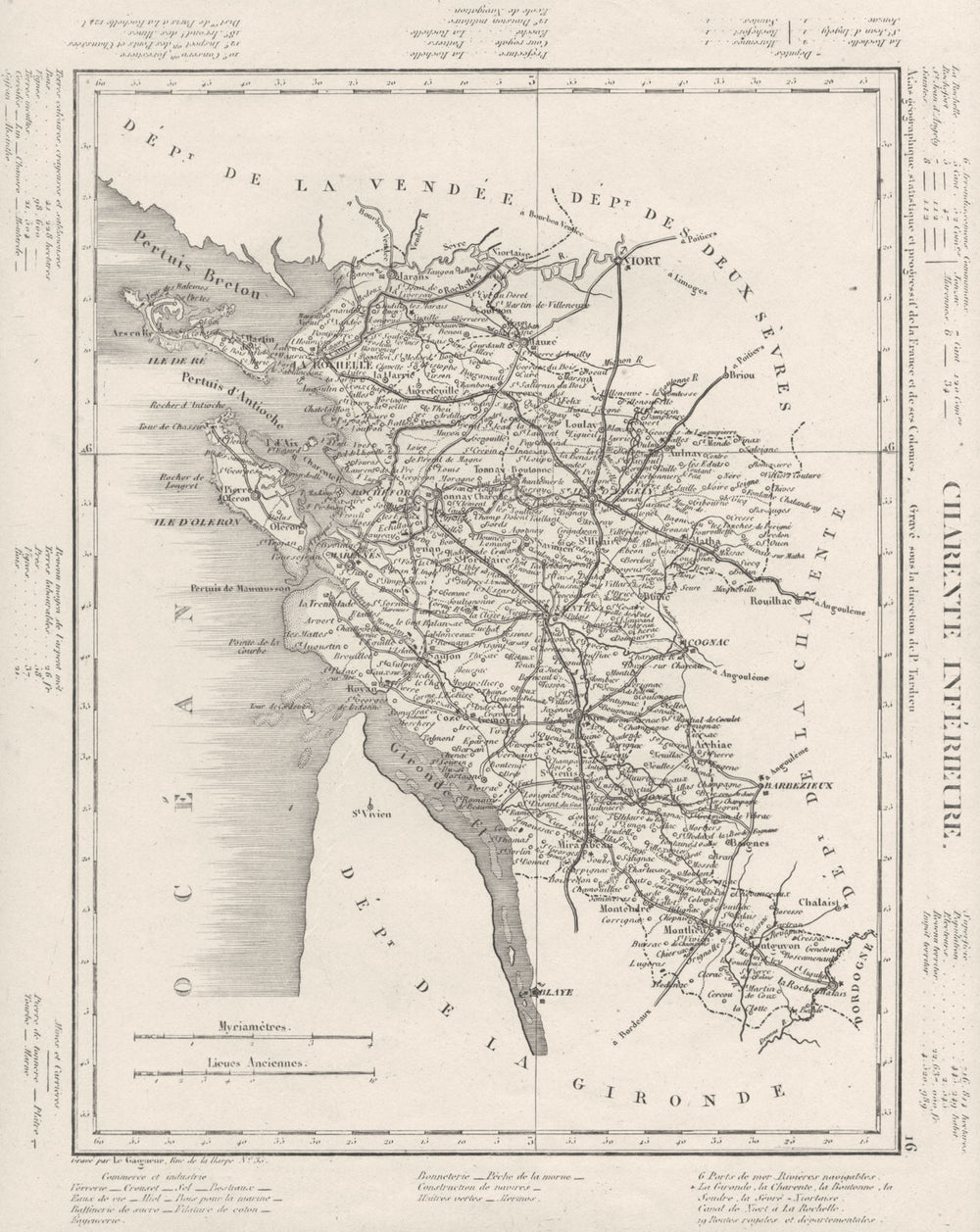 CHARENTE- MARITIME. Charente Inférieure département. Tardieu 1830 old map