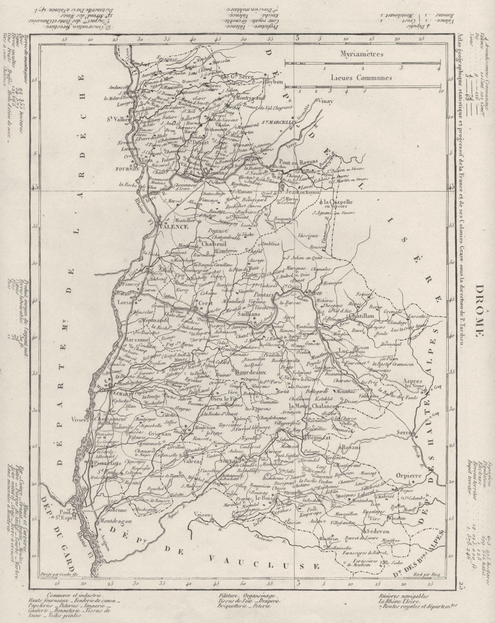 DRÔME. Drôme département. Tardieu 1830 old antique vintage map plan chart