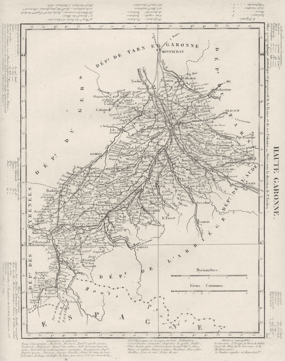 HAUTE- GARONNE. Haute- Garonne département. Tardieu 1830 old antique map chart