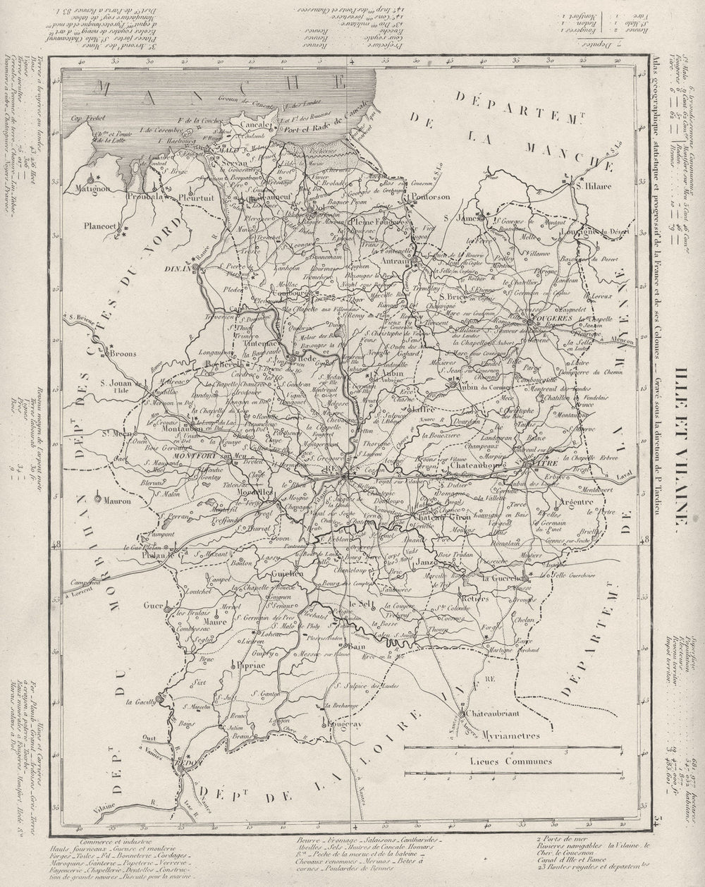 ILLE- ET- VILAINE. Ille- Et- Vilaine département. Tardieu 1830 old antique map