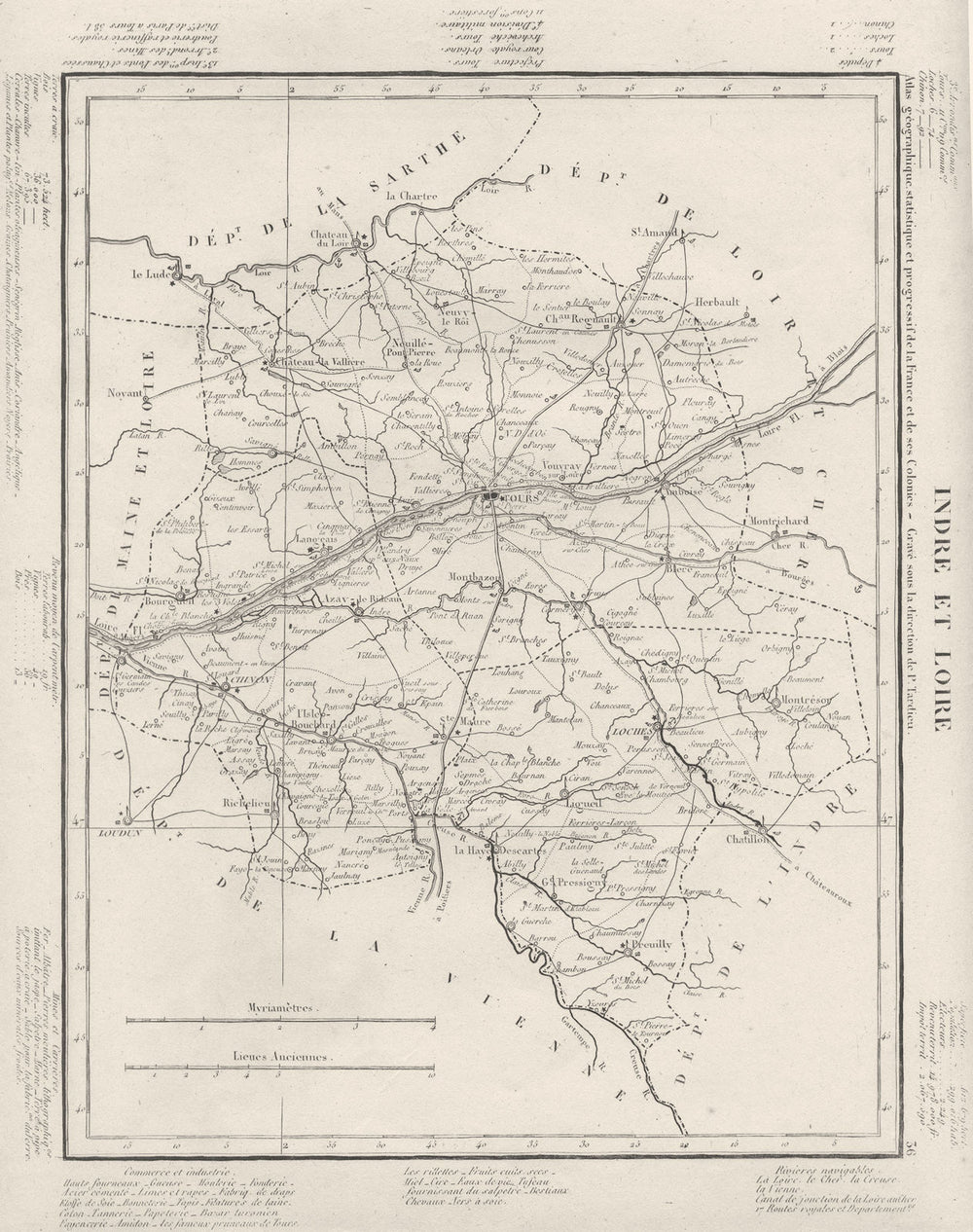 INDRE- ET- LOIRE. Indre- Et- Loire département. Tardieu 1830 old antique map