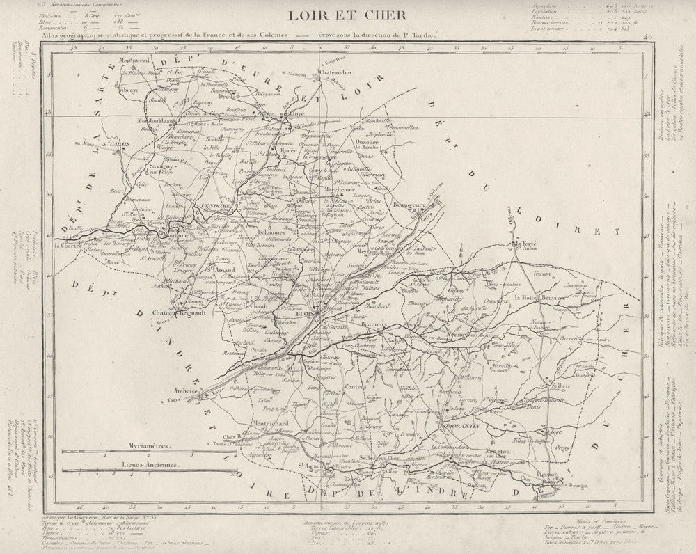 LOIR- ET- CHER. Loir- et- Cher département. Tardieu 1830 old antique map chart