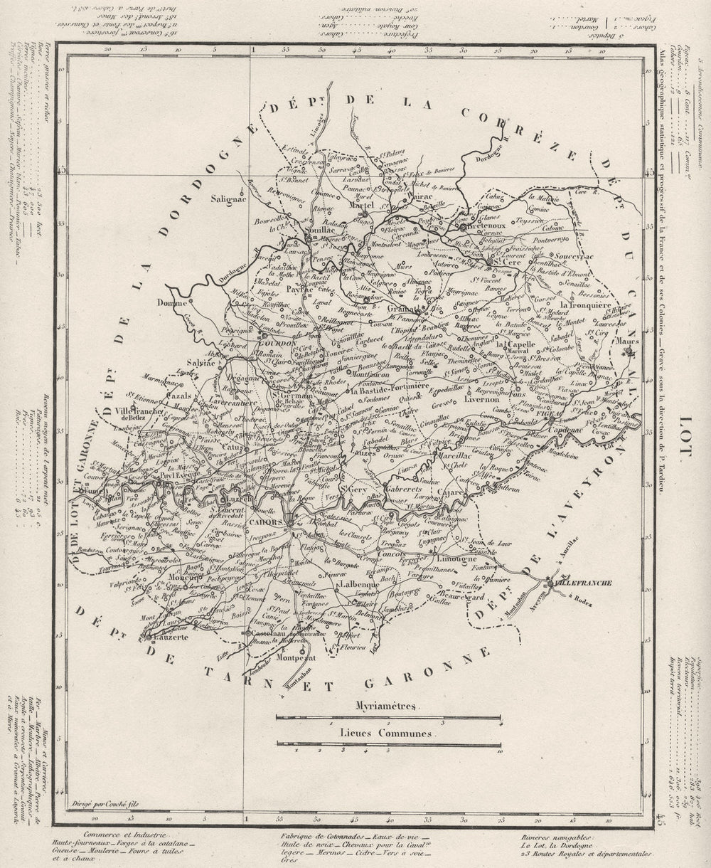 LOT. Lot département. Tardieu 1830 old antique vintage map plan chart