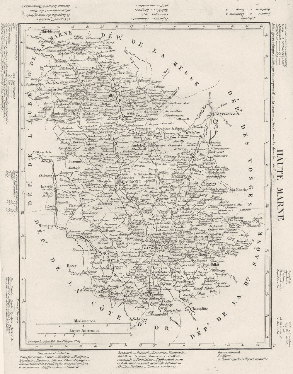 HAUTE- MARNE. Haute- Marne département. Tardieu 1830 old antique map chart