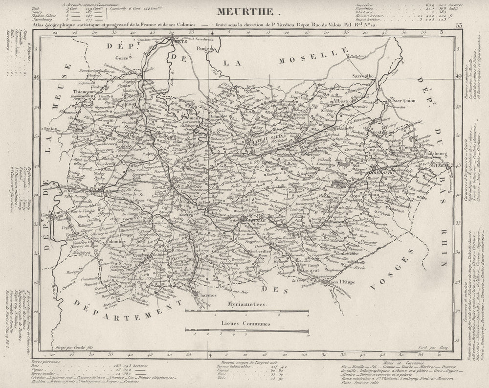 FRANCE. Meurthe département. Tardieu 1830 old antique vintage map plan chart