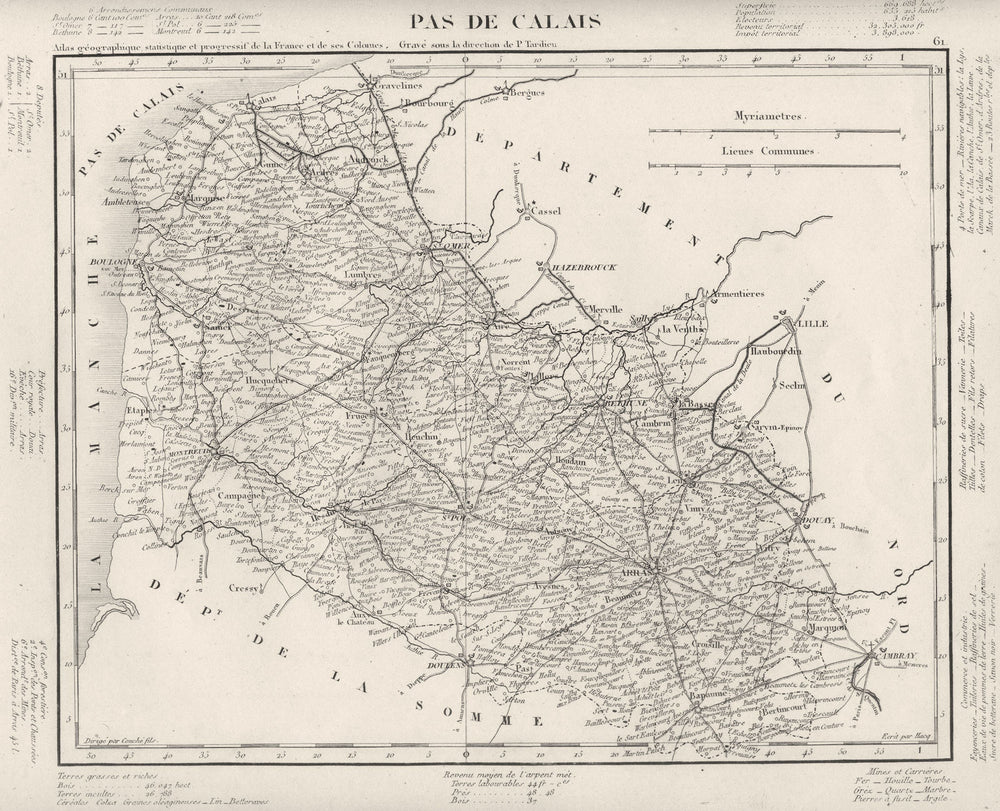 PAS- DE- CALAIS. Pas- de- Calais département. Tardieu 1830 old antique map