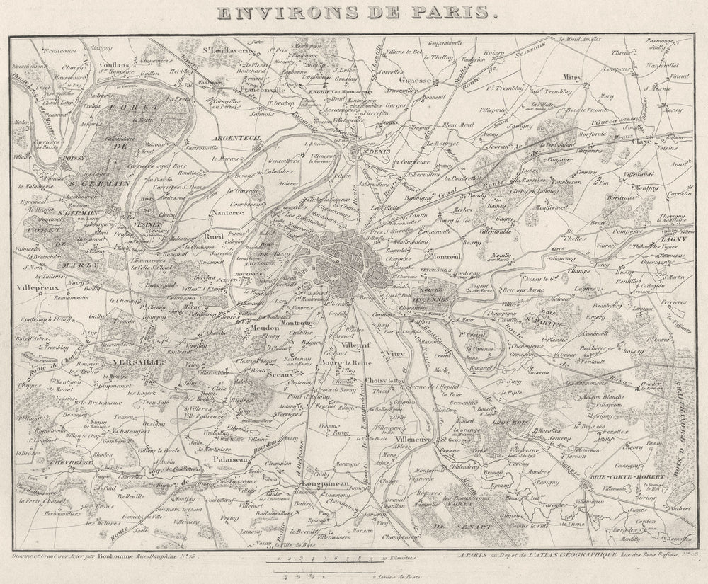 PARIS. Environs de Paris département. Tardieu 1830 old antique map plan chart