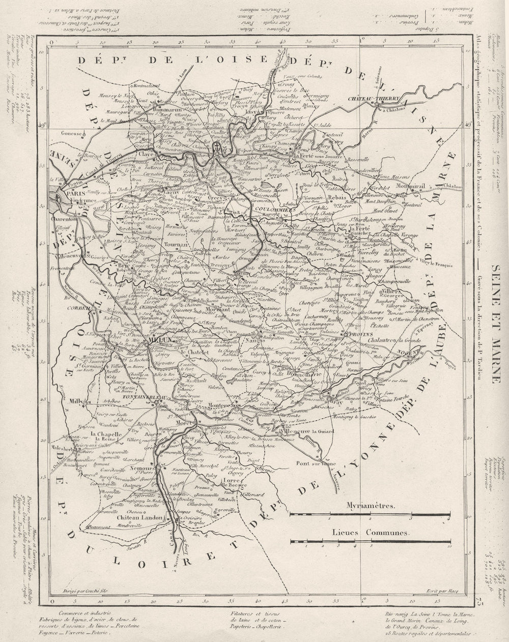 SEINE- ET- MARNE. Seine- Et- Marne département. Tardieu 1830 old antique map