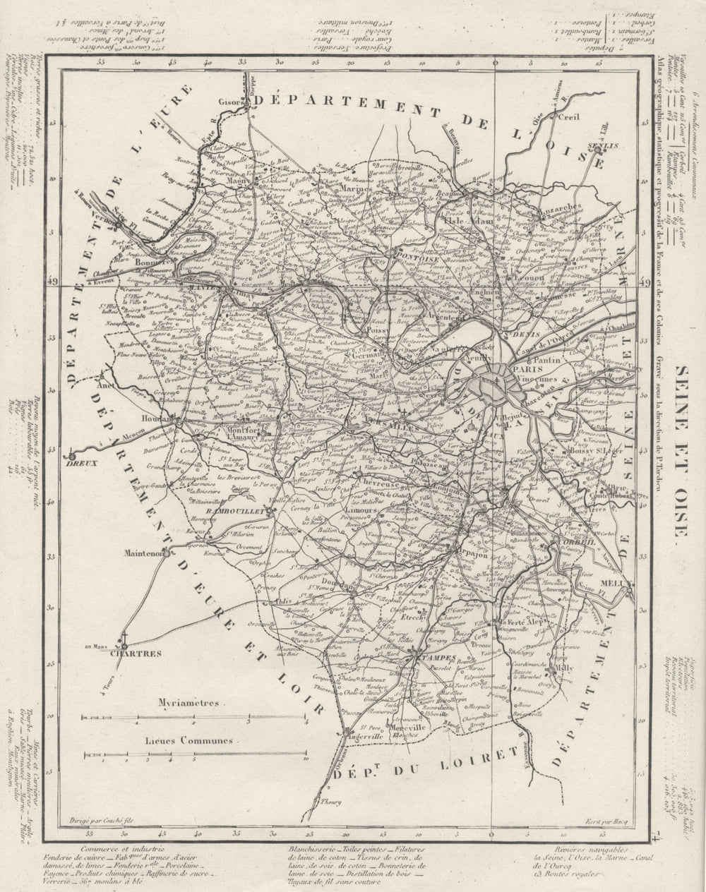 SEINE- ET- OISE. Seine- et- Oise département. Tardieu 1830 old antique map