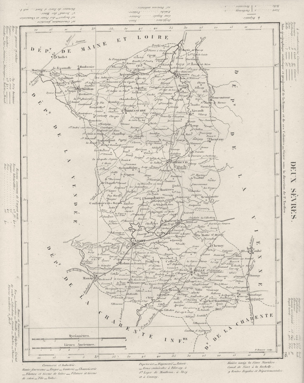 DEUX- SÈVRES. Deux- Sèvres département. Tardieu 1830 old antique map chart