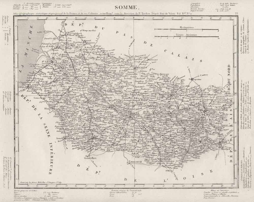 SOMME. Somme département. Tardieu 1830 old antique vintage map plan chart