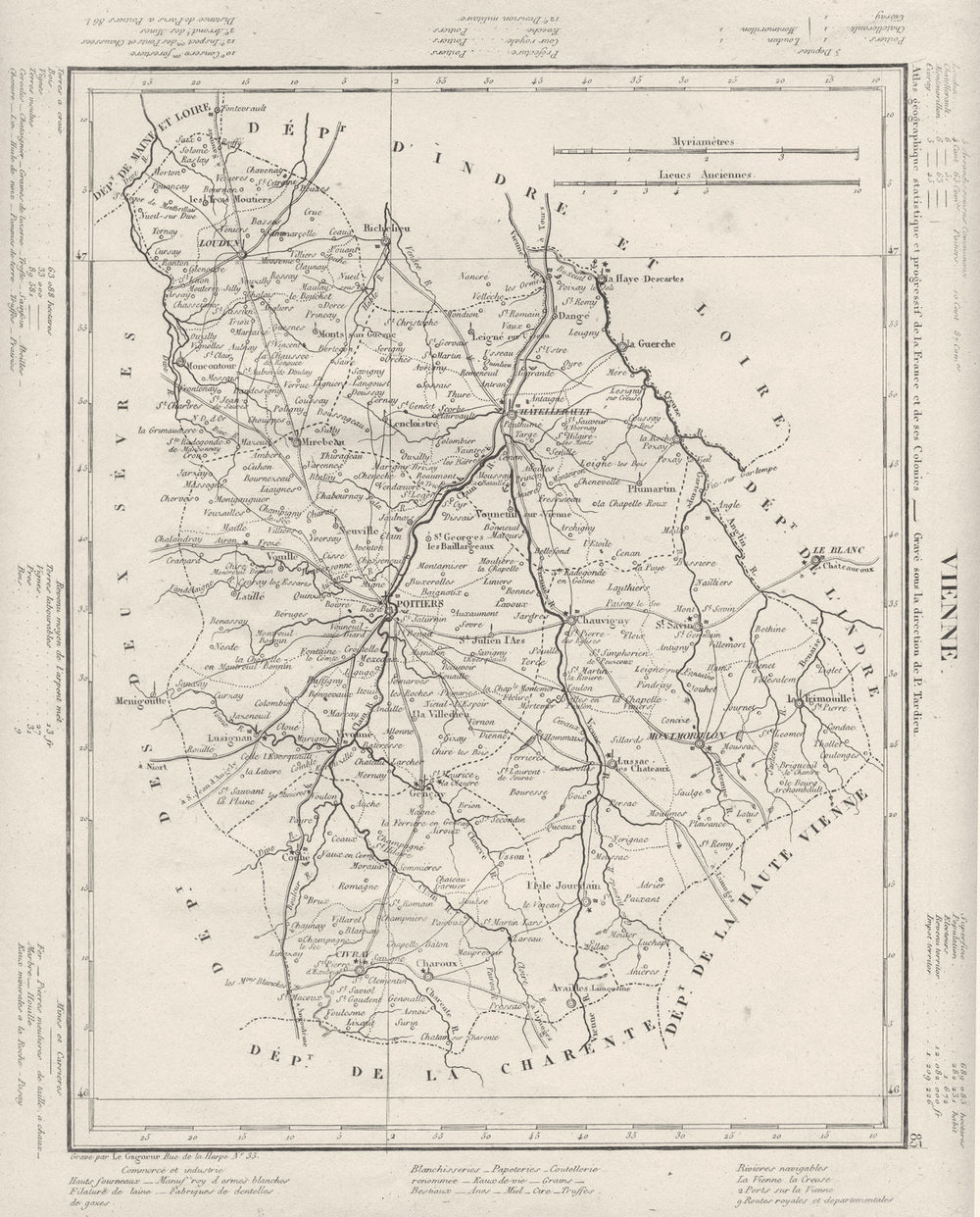 VIENNE. Vienne département. Tardieu 1830 old antique vintage map plan chart
