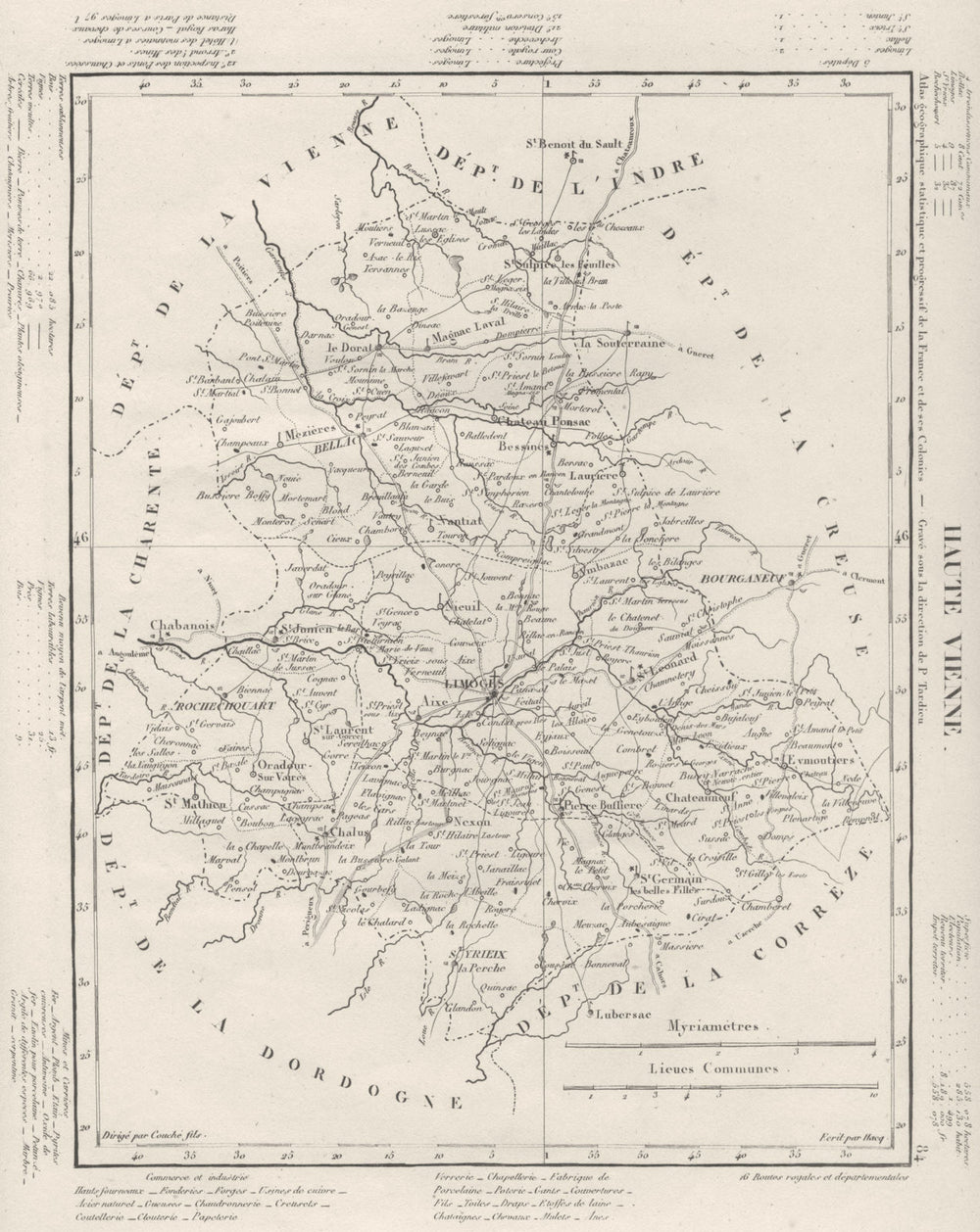HAUTE- VIENNE. Haute- Vienne département. Tardieu 1830 old antique map chart