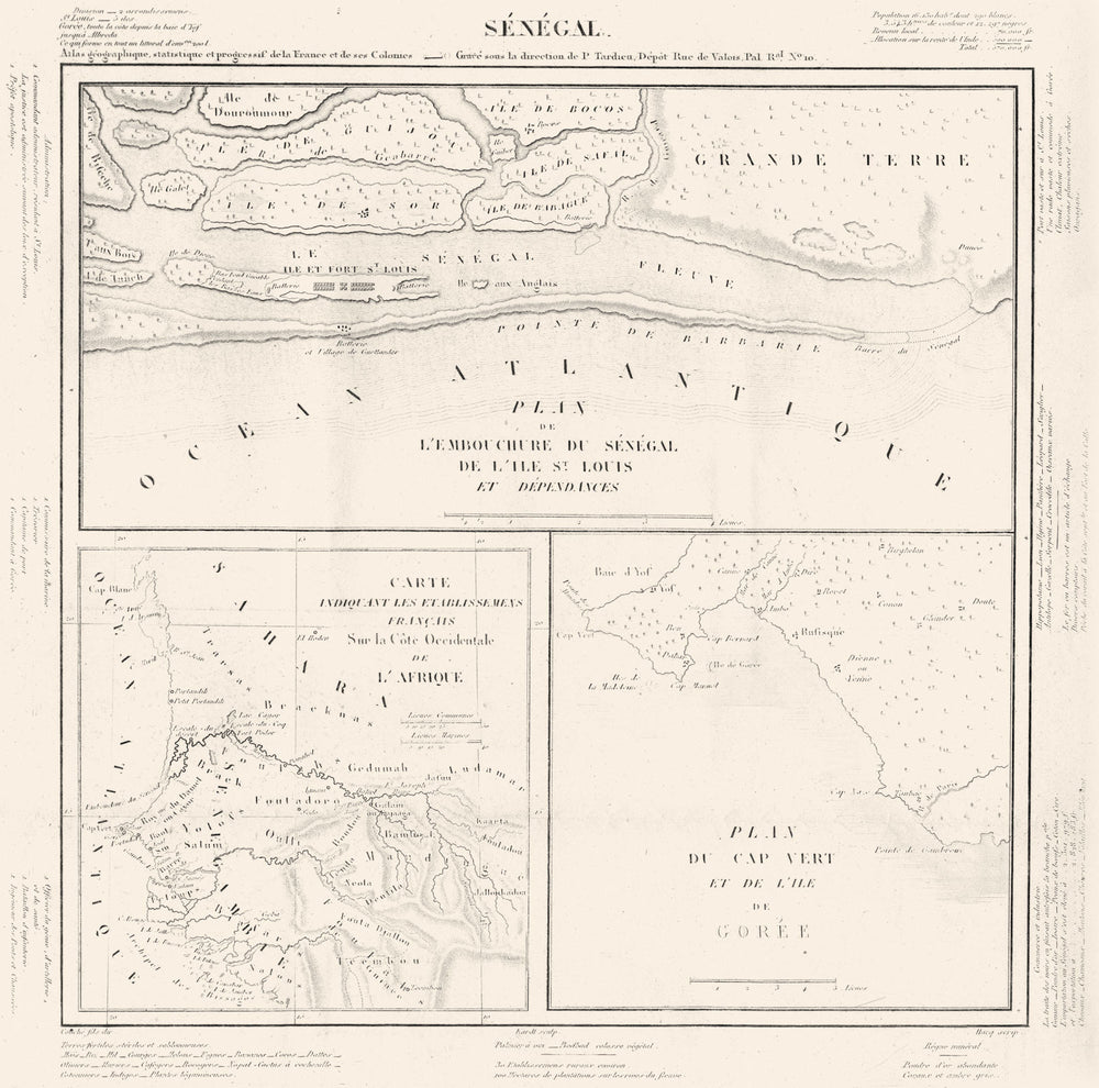 SÉNÉGAL.Embouchure;St Louis;Côte Occidentale Afrique;Cap vert;Gorée. 1830 map