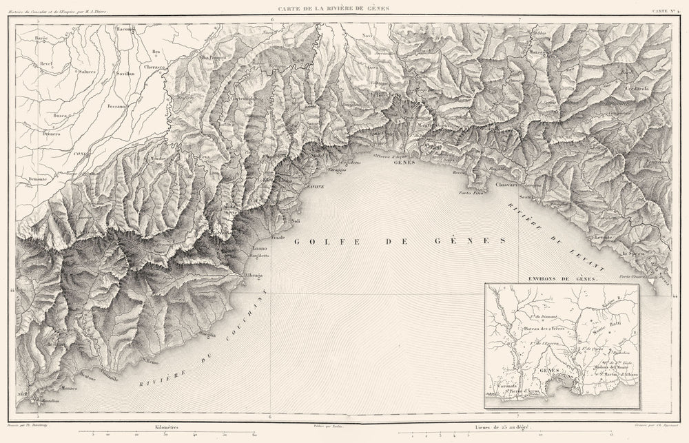 ITALY. Rivière Gênes Italian Ligurian Riviera Ligure; Genova Genoa  1859 map