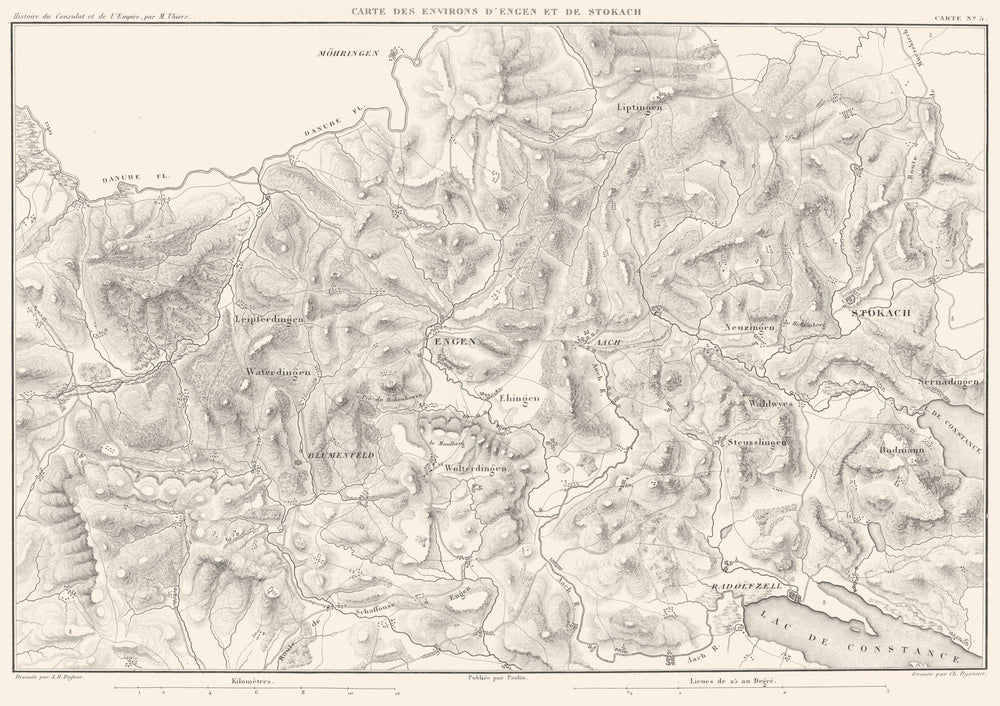 GERMANY. Environs D' Engen et de Stockach. Blumenfeld Radolfzell 1859 old map