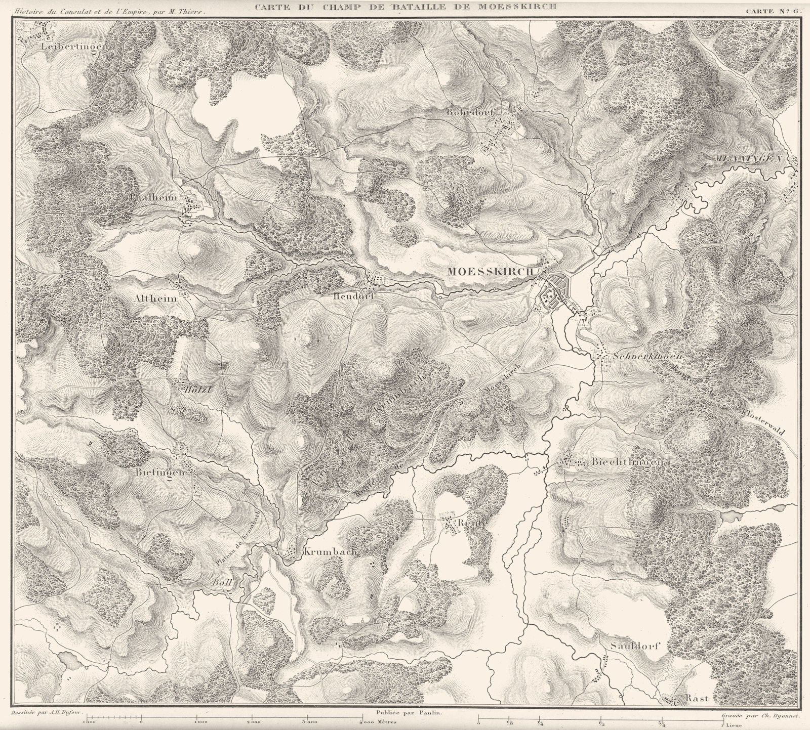 GERMANY. Carte du champ de Bataille de Messkirch Moesskirch 1859 old ...
