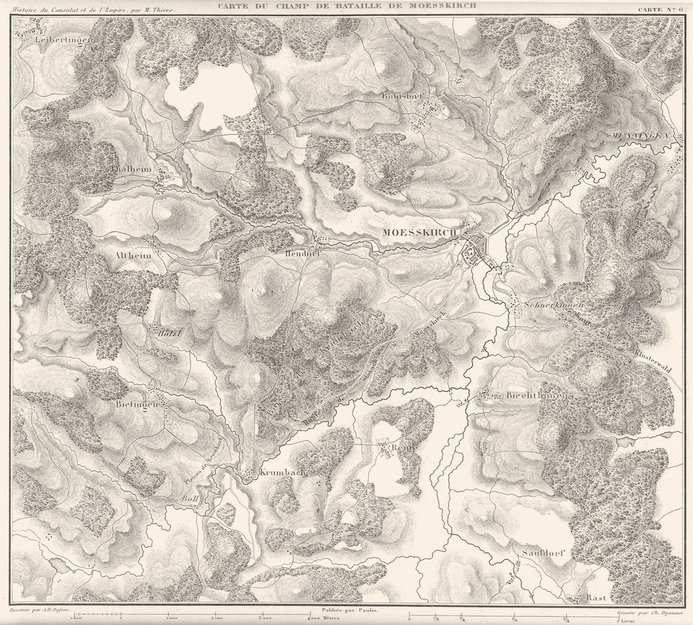 GERMANY. Carte du champ de Bataille de Messkirch Moesskirch 1859 old map