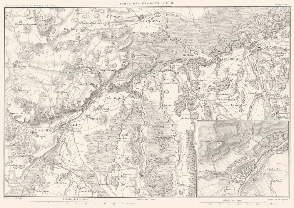 GERMANY. Environs d' Ulm; Inset Ulm. Langenau Albek Leipheim Gunzburg 1859 map