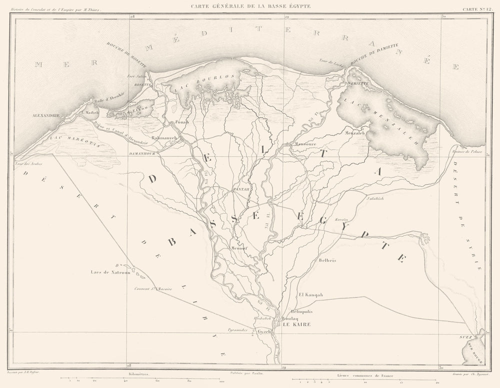 EGYPT. NILE DELTA. Basse Egypte. Kaire Cairo Alexandrie 1859 old antique map