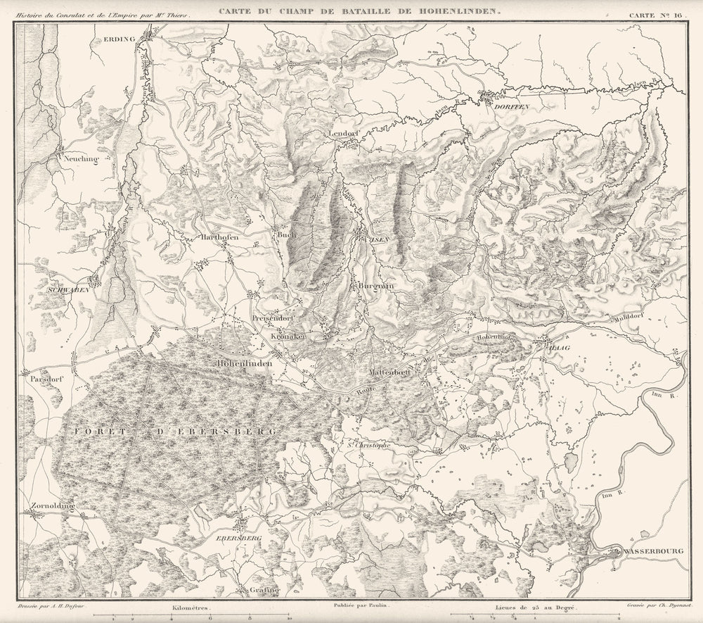GERMANY. Champ Bataille de Hohenlinden. Munich Ebersberg Erding Isen 1859 map
