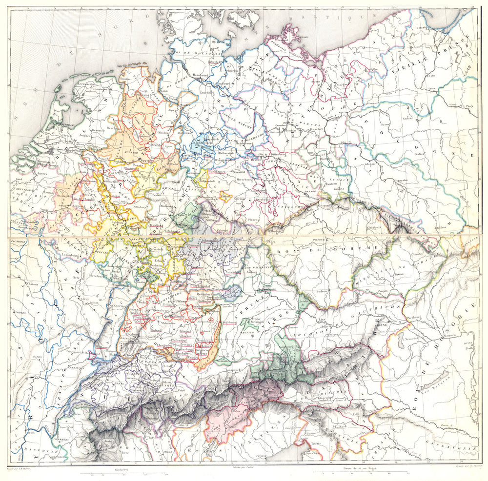 GERMANY MEDIATISATION. Carte Générale de L'Allemagne en 1789 1859 old map
