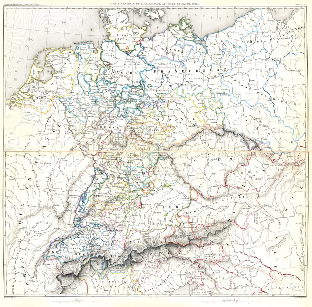 GERMANY MEDIATISATION. Allemagne Après le Recez de Recess of 1803 1859 old map