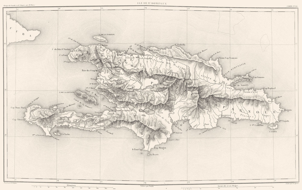 HISPANIOLA. Ile de St Domingue. Dominican Republic and Haiti 1859 old map