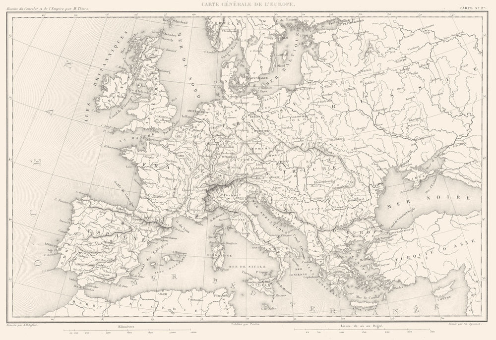 EUROPE. Carte Générale de L'Europe 1859 old antique vintage map plan chart