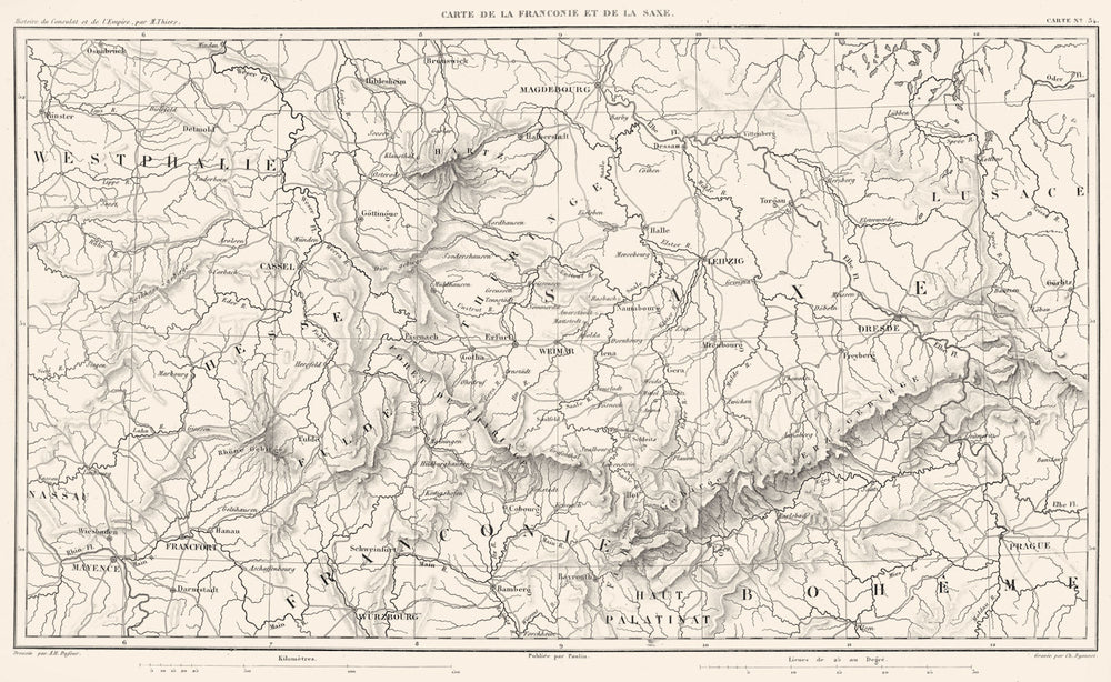 GERMANY.Franken (Franconie) Sachsen (Saxony Saxe). Dresden Leipzig 1859 map