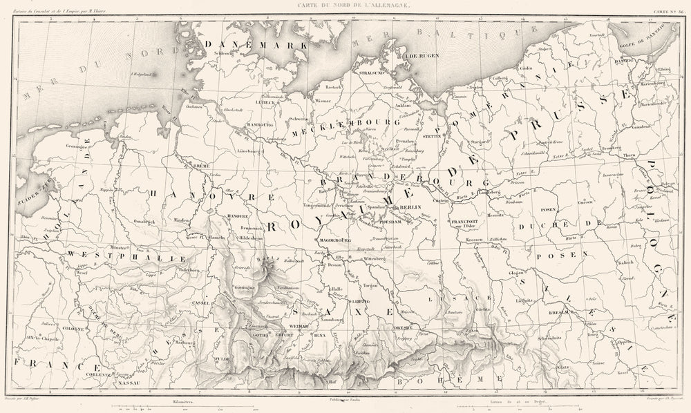 GERMANY. Chart du Nord de L'Allemagne. Prusse Prussia 1859 old antique map