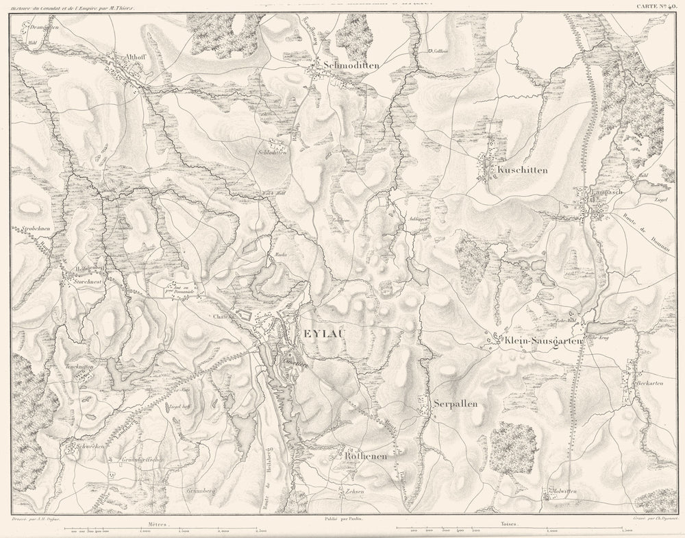 RUSSIA. Plan du Champ de Bataille D'Eylau 1807. Bagrationovsk 1859 old map